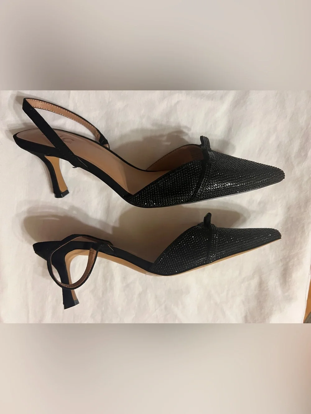 INC International Concepts for Macys Black Sparkle Pointed Slingback Kitten Heel - Picture 6 of 11